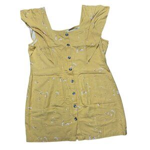 Ana New Approach Yellow Floral Sleeveless Dress Womens Size K Rayon Linen Blend